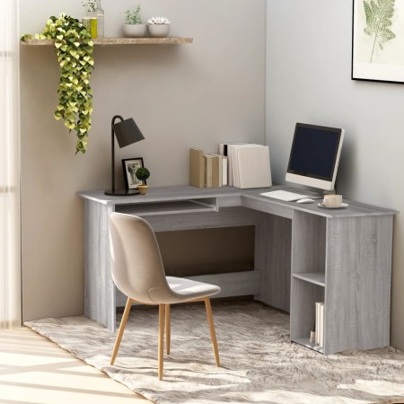 Escritorio de esquina madera contrachapada gris 120x140x75 cm de vidaXL, Escritorios - Ref: Foro24-815385, Precio: 110,76 €, ...