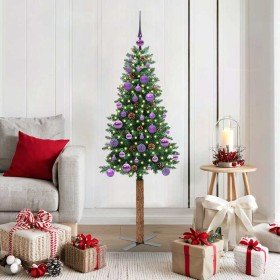 Árbol de Navidad Delgado con 150 LED con soporte Verde 150 cm