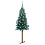 Árbol de Navidad Delgado con 150 LED con soporte Verde 150 cm