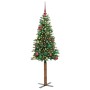 Árbol de Navidad Delgado con 150 LED con soporte Verde 150 cm