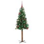 Árbol de Navidad Delgado con 150 LED con soporte Verde 150 cm