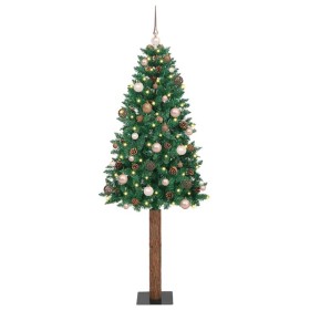 Árbol de Navidad Delgado con 300 LED con soporte Verde 180 cm