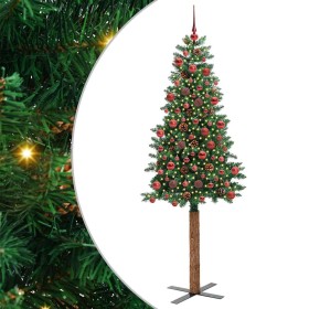 Árbol de Navidad Delgado con 300 LED con soporte Verde 180 cm