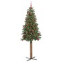 Árbol de Navidad Delgado con 300 LED con soporte Verde 180 cm
