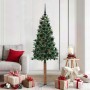 Árbol de Navidad Delgado con 300 LED con soporte Verde 180 cm