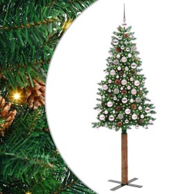 Árbol de Navidad Delgado con 300 LED con soporte Verde 180 cm