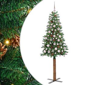 Árbol de Navidad Delgado con 300 LED con soporte Verde 180 cm