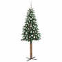 Árbol de Navidad Delgado con 300 LED con soporte Verde 180 cm
