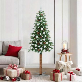 Árbol de Navidad Delgado con 300 LED con soporte Verde 180 cm