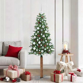 Árbol de Navidad Delgado con 300 LED con soporte Verde 180 cm
