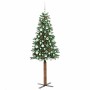 Árbol de Navidad Delgado con 300 LED con soporte Verde 180 cm