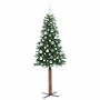 Árbol de Navidad Delgado con 300 LED con soporte Verde 180 cm