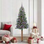 Árbol de Navidad Delgado con 300 LED con soporte Verde 180 cm