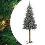 Árbol de Navidad Delgado con 300 LED con soporte Verde 180 cm