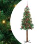 Árbol de Navidad Delgado con 300 LED con soporte Verde 180 cm
