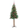 Árbol de Navidad Delgado con 300 LED con soporte Verde 180 cm
