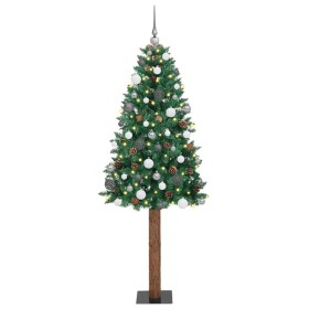 Árbol de Navidad Delgado con 300 LED con soporte Verde 210 cm
