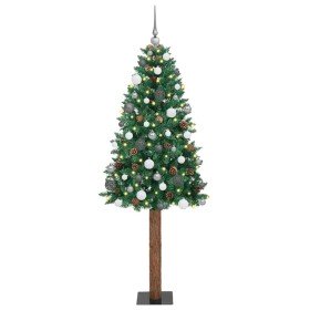 Árbol de Navidad Delgado con 300 LED con soporte Verde 210 cm