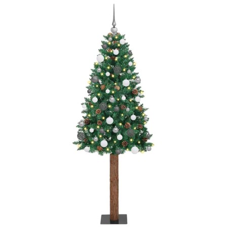 Árbol de Navidad Delgado con 300 LED con soporte Verde 210 cm