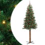 Árbol de Navidad Delgado con 300 LED con soporte Verde 210 cm