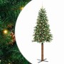 Árbol de Navidad Delgado con 300 LED con soporte Verde 210 cm