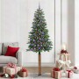 Árbol de Navidad Delgado con 300 LED con soporte Verde 210 cm