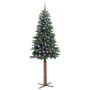 Árbol de Navidad Delgado con 300 LED con soporte Verde 210 cm