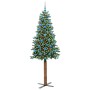 Árbol de Navidad Delgado con 300 LED con soporte Verde 210 cm