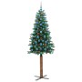 Árbol de Navidad Delgado con 300 LED con soporte Verde 210 cm