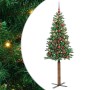 Árbol de Navidad Delgado con 300 LED con soporte Verde 210 cm
