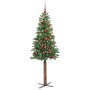Árbol de Navidad Delgado con 300 LED con soporte Verde 210 cm