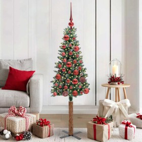 Árbol de Navidad Delgado con 150 LED con soporte Verde y 150 cm