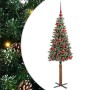Árbol de Navidad Delgado con 150 LED con soporte Verde y 150 cm