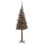 Árbol de Navidad Delgado con 150 LED con soporte Verde y 150 cm