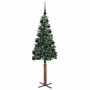 Árbol de Navidad Delgado con 150 LED con soporte Verde y 150 cm