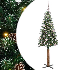 Árbol de Navidad Delgado con 150 LED con soporte Verde y 150 cm
