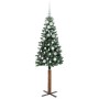 Árbol de Navidad Delgado con 150 LED con soporte Verde y 150 cm