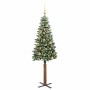 Árbol de Navidad Delgado con 150 LED con soporte Verde y 150 cm
