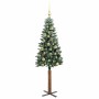Árbol de Navidad Delgado con 150 LED con soporte Verde y 150 cm