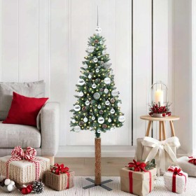 Árbol de Navidad Delgado con 150 LED con soporte Verde y 150 cm