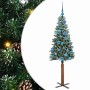 Árbol de Navidad Delgado con 150 LED con soporte Verde y 150 cm