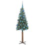 Árbol de Navidad Delgado con 150 LED con soporte Verde y 150 cm