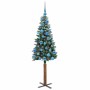 Árbol de Navidad Delgado con 150 LED con soporte Verde y 150 cm