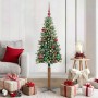 Árbol de Navidad Delgado con 150 LED con soporte Verde y 150 cm