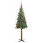 Árbol de Navidad Delgado con 150 LED con soporte Verde y 150 cm
