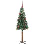 Árbol de Navidad Delgado con 150 LED con soporte Verde y 150 cm
