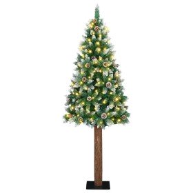 Árbol de Navidad Delgado con 300 LED con soporte Verde y 180 cm