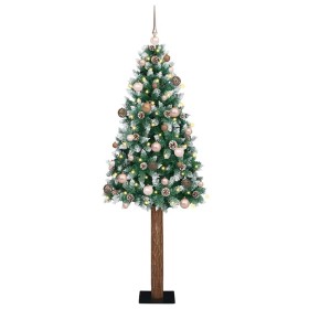 Árbol de Navidad Delgado con 300 LED con soporte Verde y 180 cm