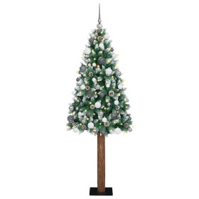 Árbol de Navidad Delgado con 300 LED con soporte Verde y 180 cm
