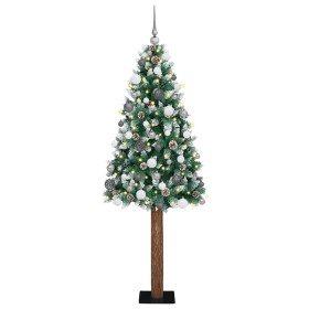 Árbol de Navidad Delgado con 300 LED con soporte Verde y 180 cm
